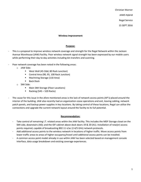 Wireless Network Proposal (REVISED)