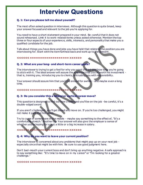 Basic Interview Questions