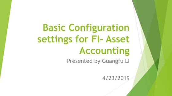 Basic configuration settings for fi  asset accounting