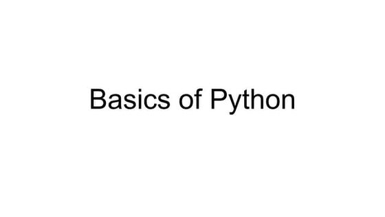 Basics of python 3