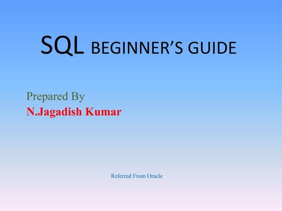 Beginers guide for oracle sql