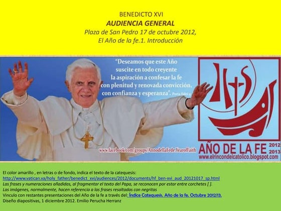 Benedicto16 año.fe.1introduccion Audiencia General Plaza San Pedro Catequesis