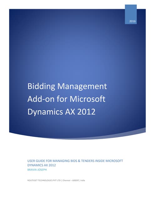 Bidding Management for Microsoft Dynamics AX 2012