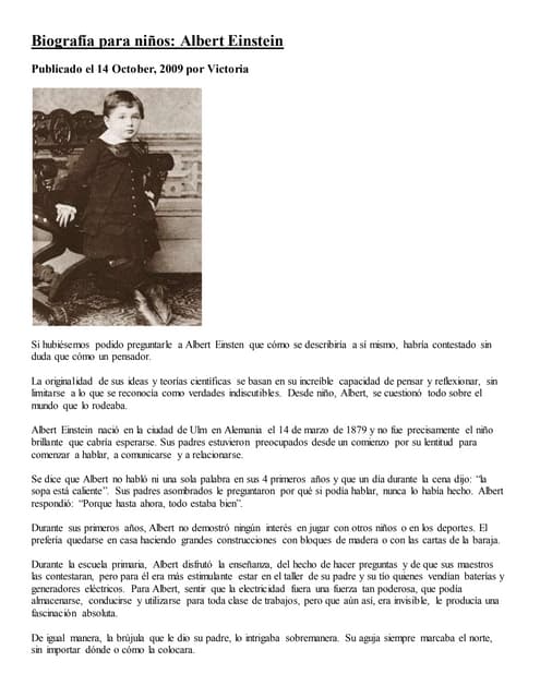 Biografía para niños albert einstein