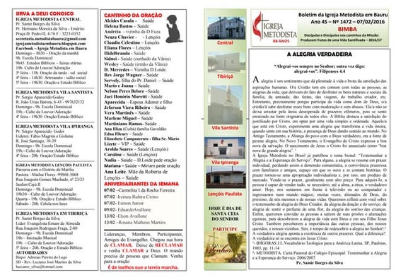 Boletim bimba 07 02-2016 - a alegria verdadeira
