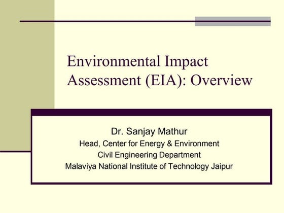 Environment impact assessment in environment impact assessment