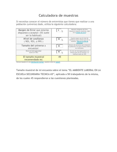 Calculadora de muestras