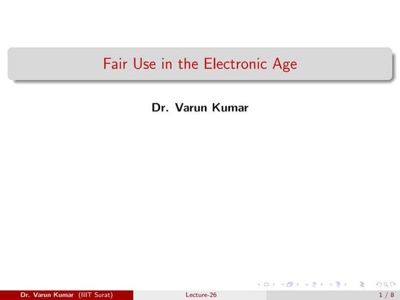 Fair Use in the Electronic Age
