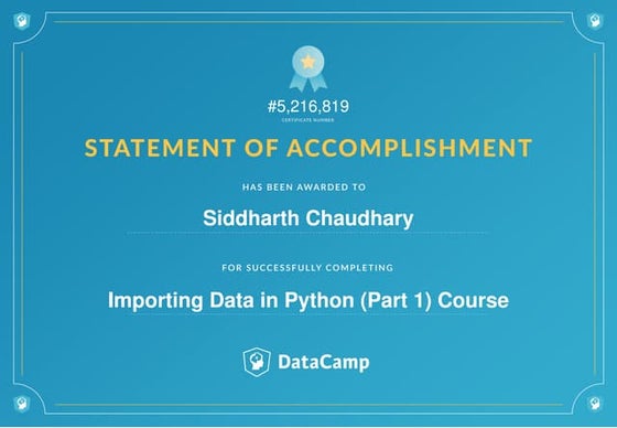 Certificate importing data in python from relational database,xls and flat files.