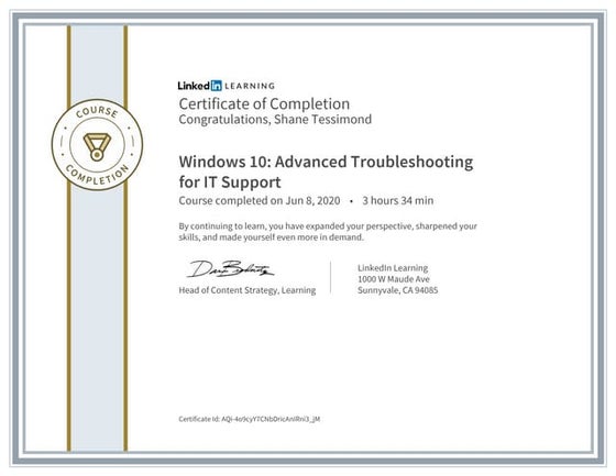 Certificate ofcompletion windows 10_ advanced troubleshooting for it support