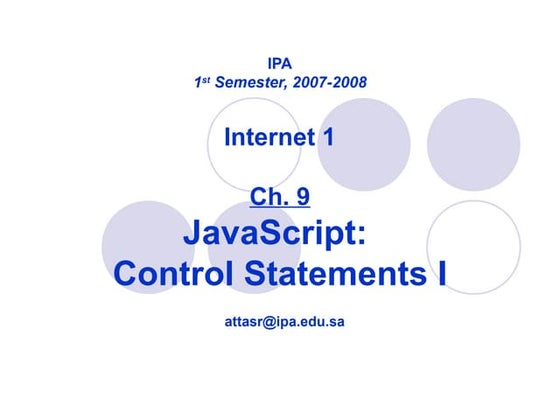 JavaScript Control Statements I