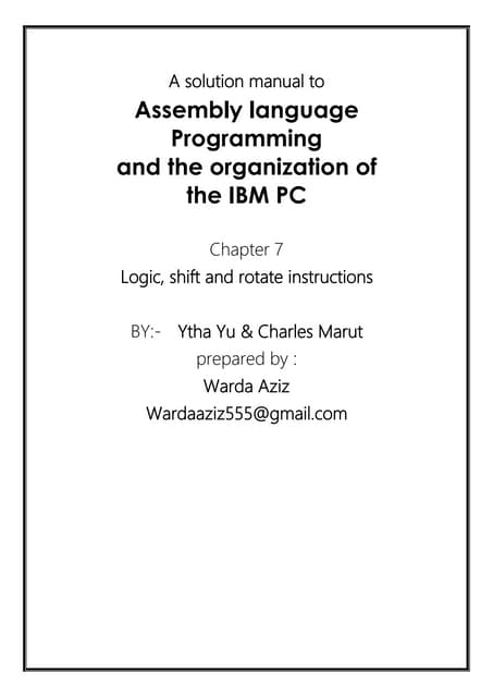 chapter 7 Logic, shift and rotate instructions