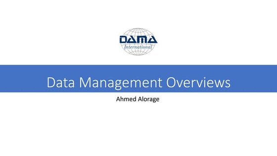 Chapter 2: Data Management Overviews