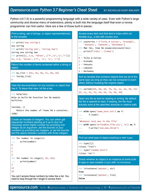Cheat sheet python3