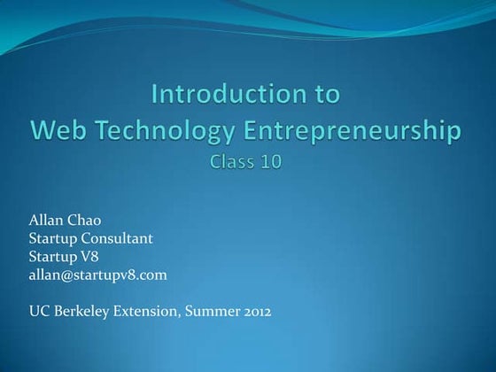Class 10: Introduction to web technology entrepreneurship