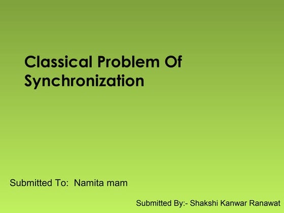 Classical problem of synchronization