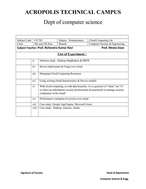 Cloud computing lab experiments