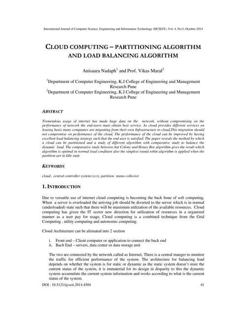 Cloud computing – partitioning algorithm