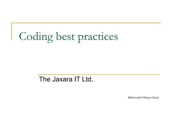 Coding Best Practices