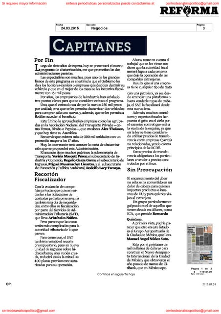 Columnas financieras martes 24 de marzo de 2015 mexico