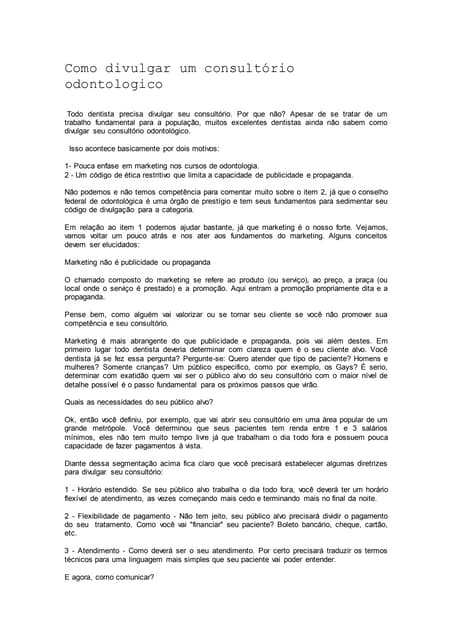 Como divulgar um consultório odontologico