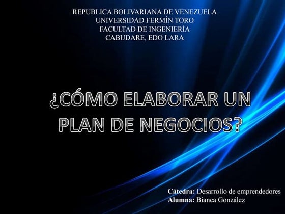 Como elaborar un plan de negocio