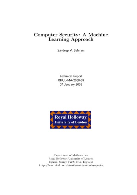 Computer Security: A Machine Learning Approach