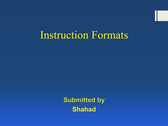 Computer architecture instruction formats