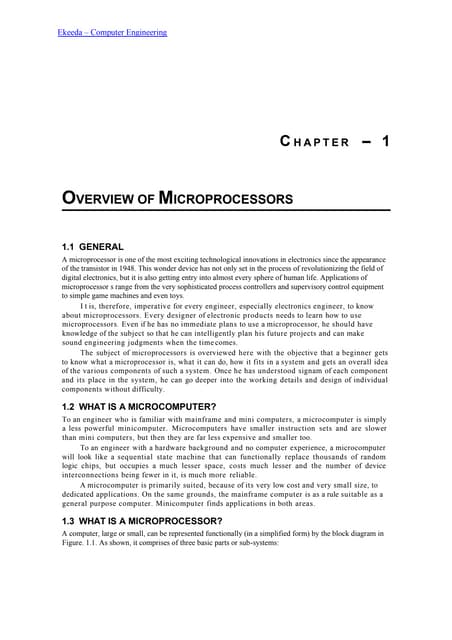 Computer engineering - overview of microprocessors