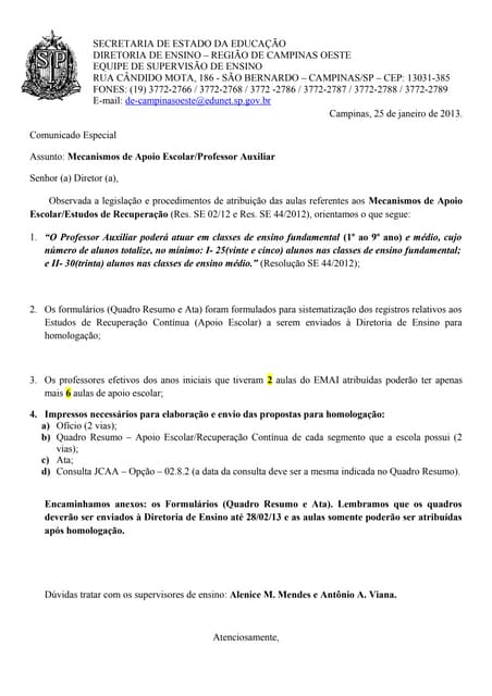 Comunicado apoio escolar   25-01-13