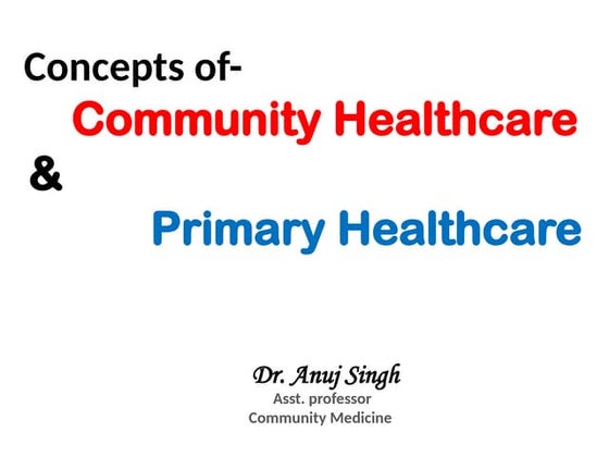 Concept of Community health & Primary Health care delivery.