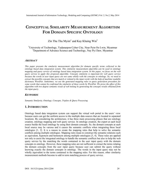 Conceptual similarity measurement algorithm for domain specific ontology[