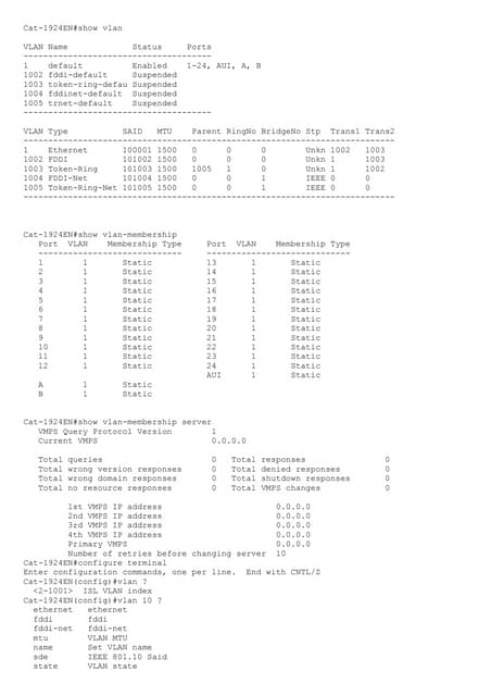 Configurando vlan, vtp, trunking e vmps em cisco catalyst switches comandos