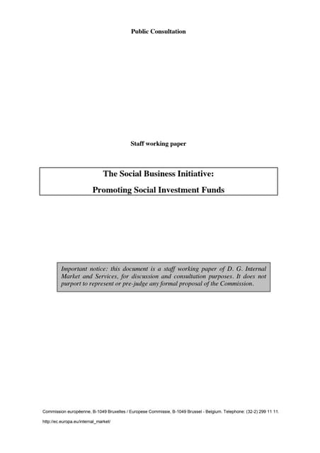 The Social Business Initiative: Promoting Social Invesment Funds