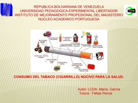 Consumo del tabaco (cigarrillo) nocivo para la salud