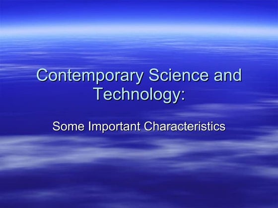 Contemporary  Science And  Technology