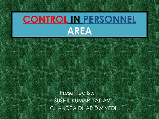 Control In Personnel Area Sushil Yadav