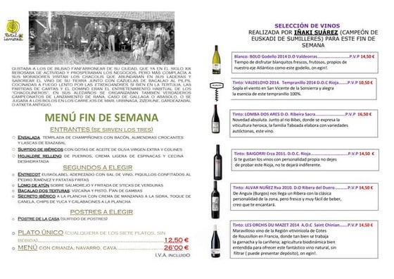 Menú fin de semana