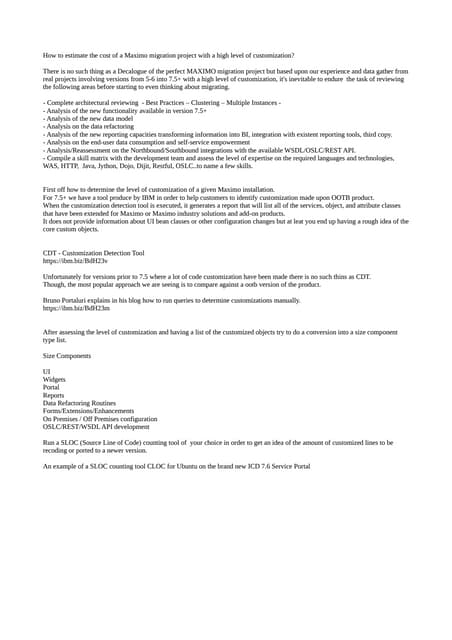 How to estimate the cost of a Maximo migration project with a high level of c...
