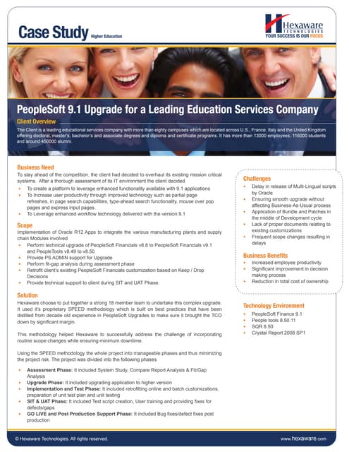 PeopleSoft 9.1 Upgrade for a Leading Education Services Company