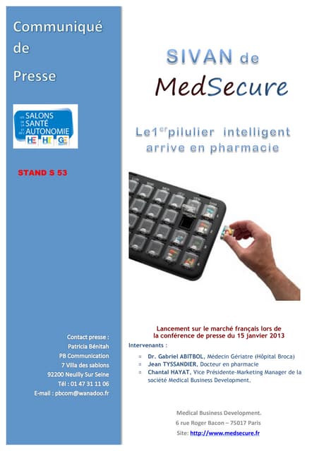 Communiqué de Presse MedSecure - 2013
