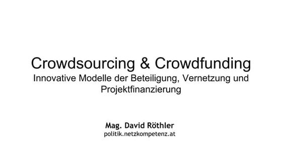 Crowdsourcing - Crowdfunding