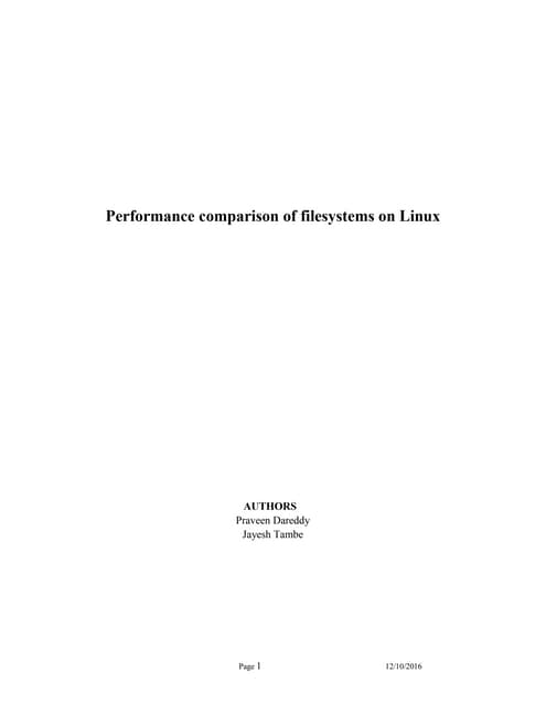 File System Comparison on Linux Ubuntu