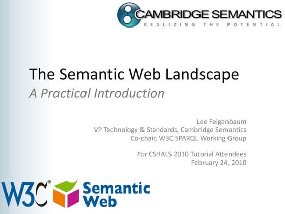 CSHALS 2010 W3C Semanic Web Tutorial