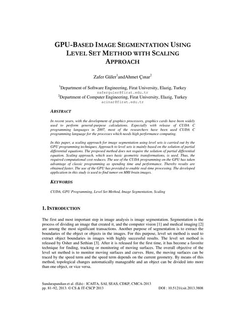 GPU-BASED IMAGE SEGMENTATION USING LEVEL SET METHOD WITH SCALING APPROACH