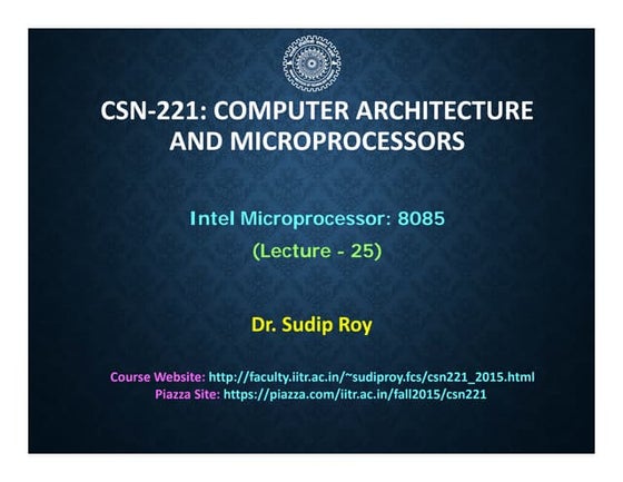 CSN221_Lec_25 Computer Architecture and Microprocessor