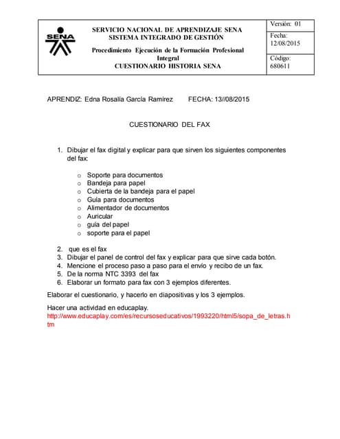 Cuestionario fax