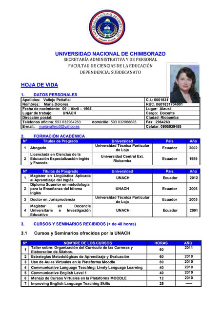 Curriculum maría vallejo