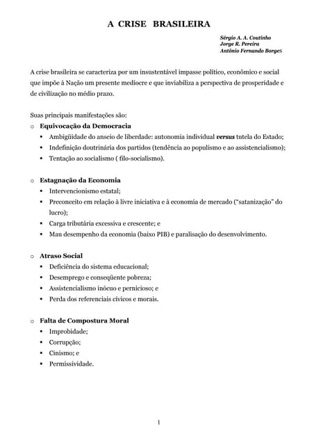 A Crise Brasileira