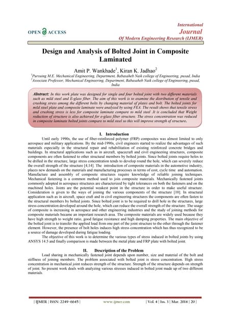 Design and Analysis of Bolted Joint in Composite Laminated